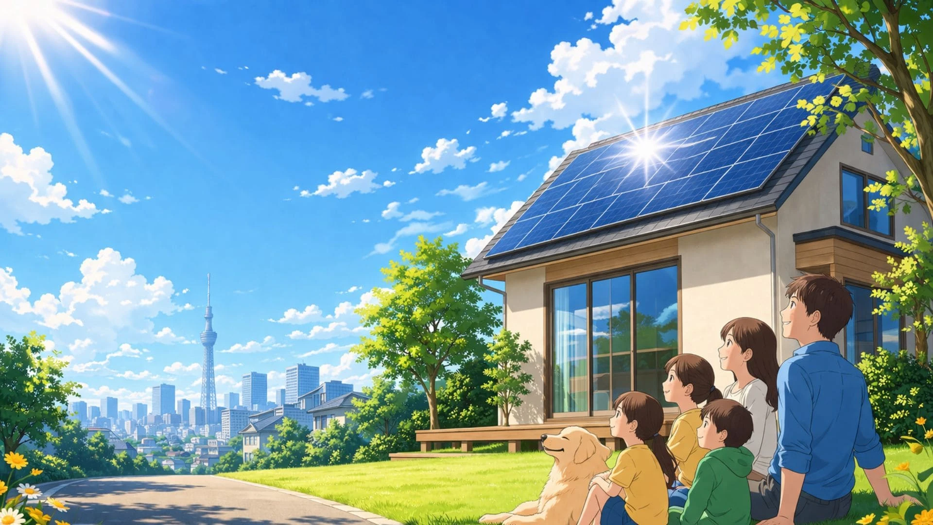 太陽光パネルが設置された住宅